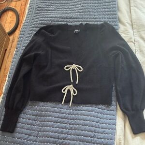 Express Black Sweater with crystal Bow Accents